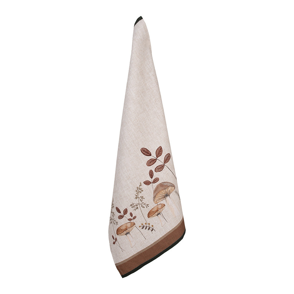 Clayre & Eef Theedoek 50x70 cm Beige Katoen Paddenstoelen