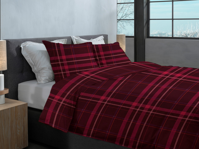 Heckett Lane Dekbedovertrek Flanel Silvan - red