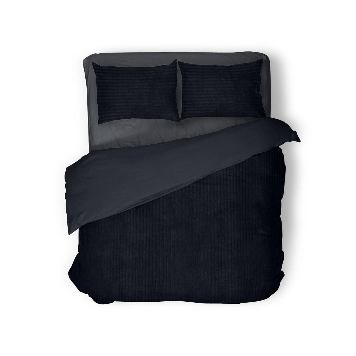 Eleganzzz Dekbedovertrek Teddy Rib Fleece - black