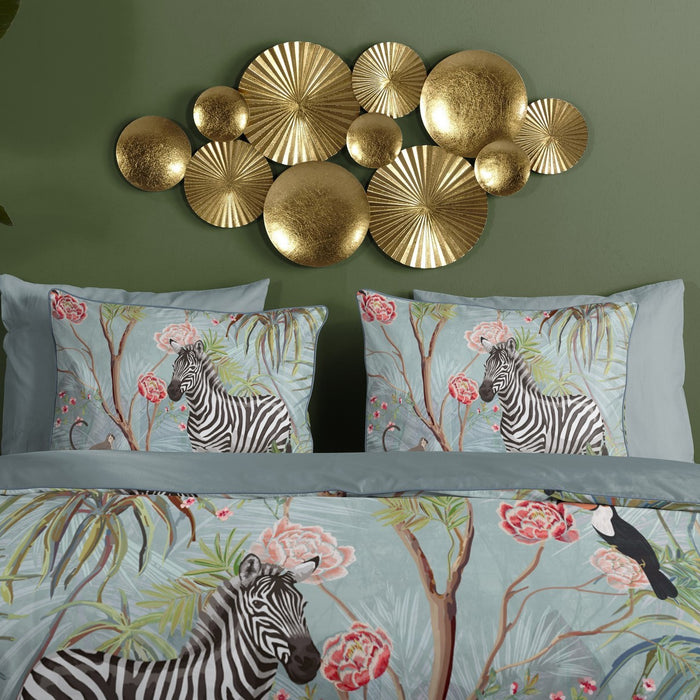 Descanso Dekbedovertrek Biologische Katoen Satijn Yasmin - aqua