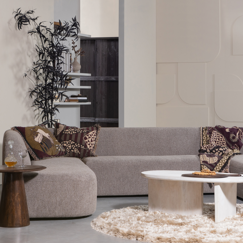 WOOOD Sloping U-Bank - Chenille - Grijs Melange