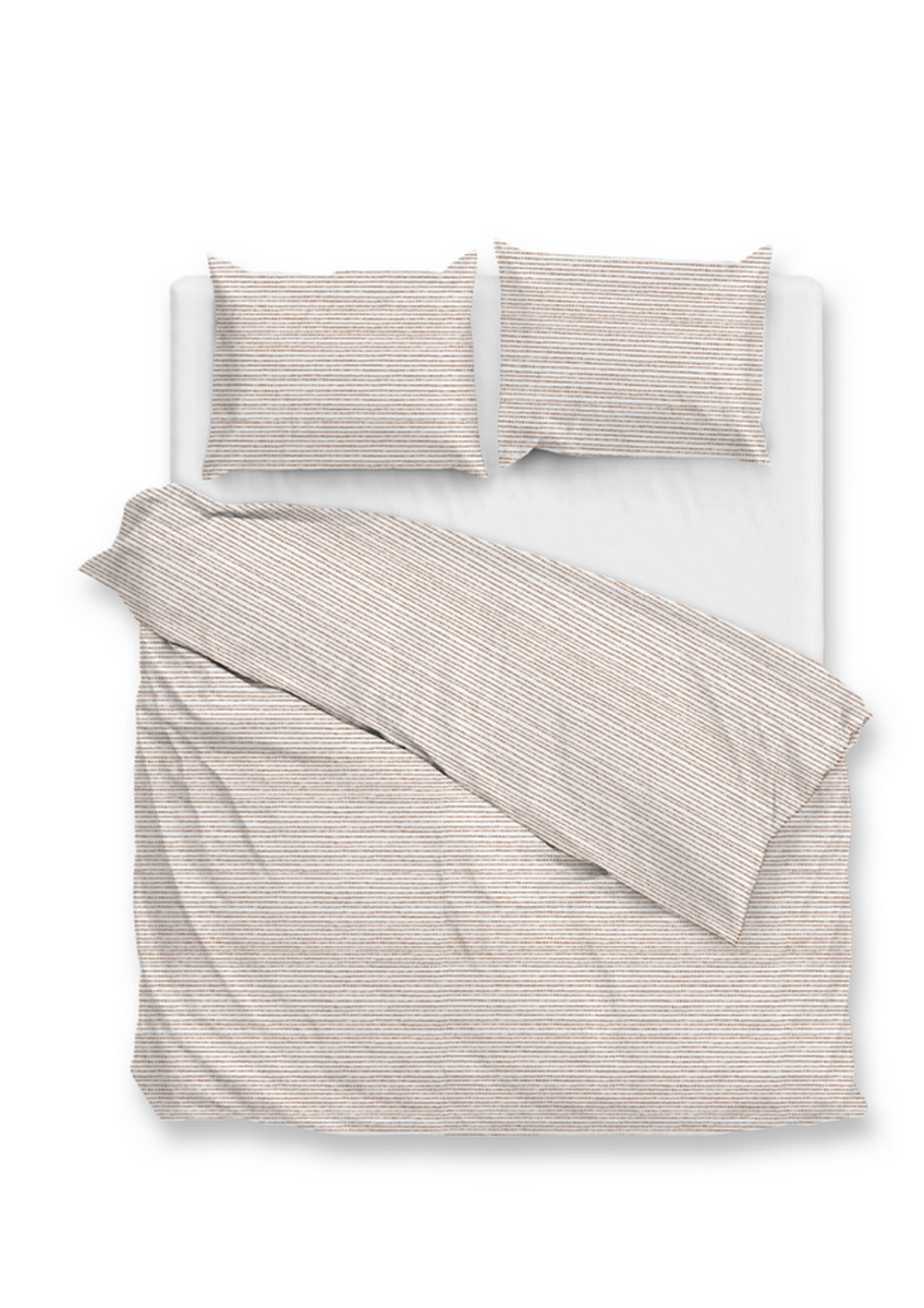 Zo Home Dekbedovertrek Perkal katoen Striscia - cream tan