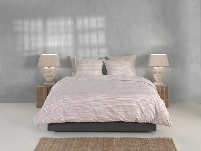 Zo Home Dekbedovertrek Perkal katoen Striscia - cream tan