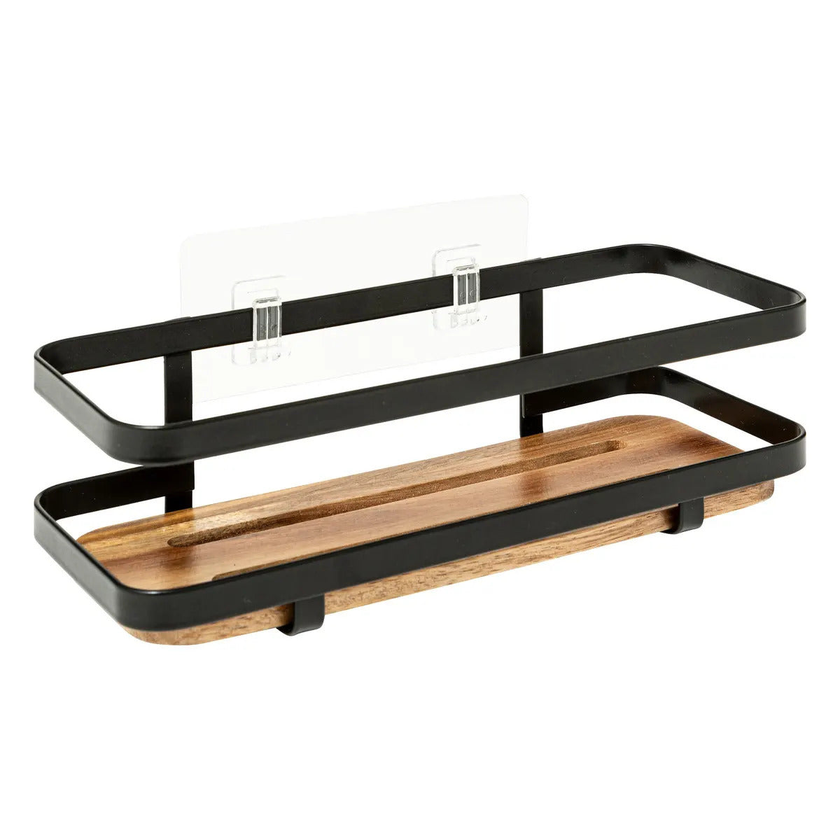 5Five Badkamer douche rekje - metaal|hout - zuignap - 25x10x8cm