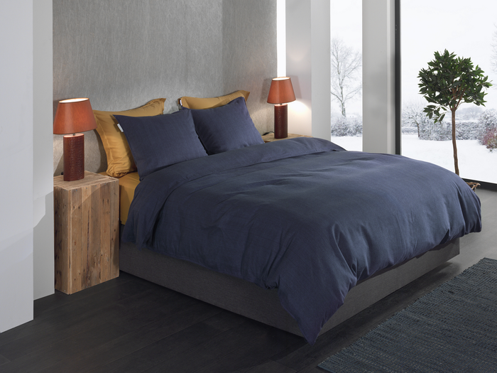 Heckett Lane Dekbedovertrek Flanel Spina - dark blue