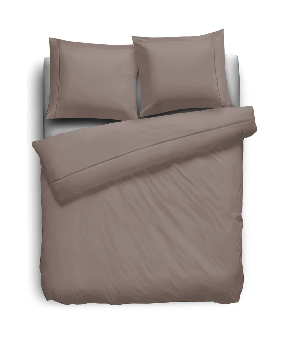 Eleganzzz Dekbedovertrek Uni Perkal Katoen Met Bies - taupe