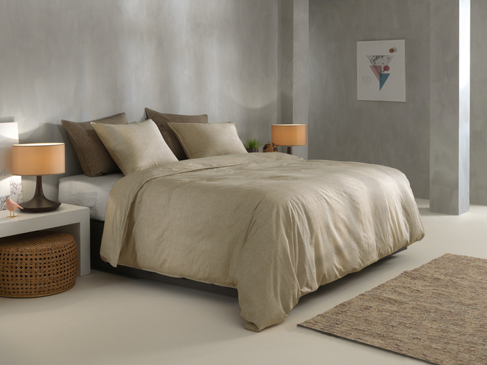 Zo Home Dekbedovertrek Katoen Lino Linnen Look - tan brown