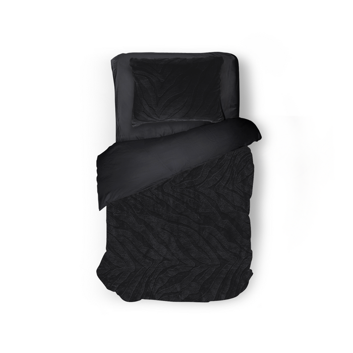 Eleganzzz Dekbedovertrek Jacquard Rabbit Fur - black