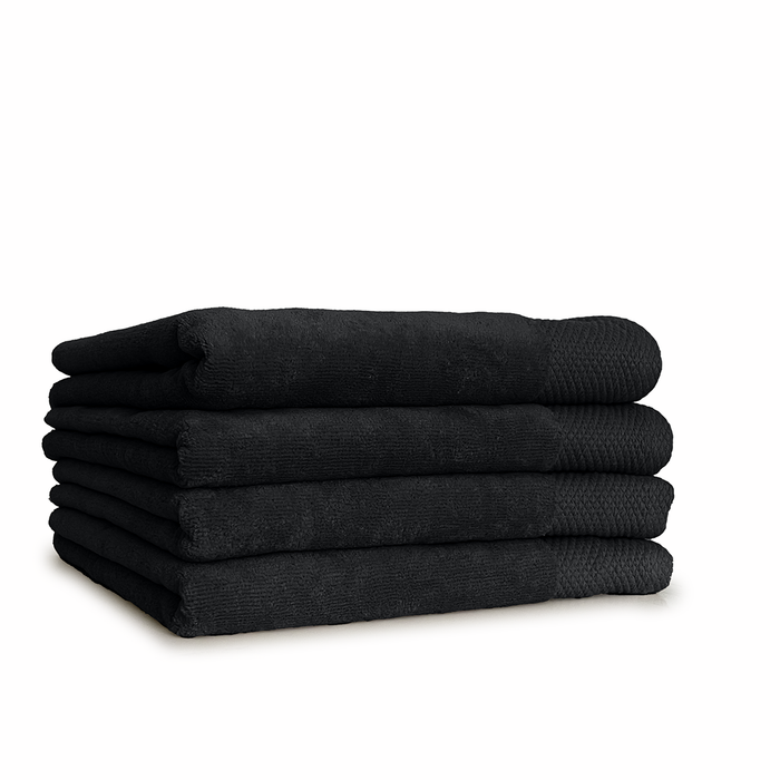 LINNICKVelours Handdoek  Katoen 60x110cm - black - Set van 4