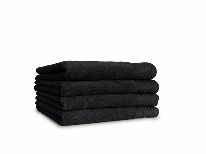 LINNICKVelours Handdoek  Katoen 60x110cm - black - Set van 4