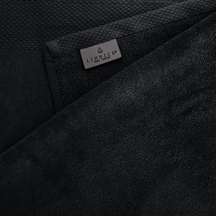 LINNICKVelours Handdoek  Katoen 60x110cm - black - Set van 4
