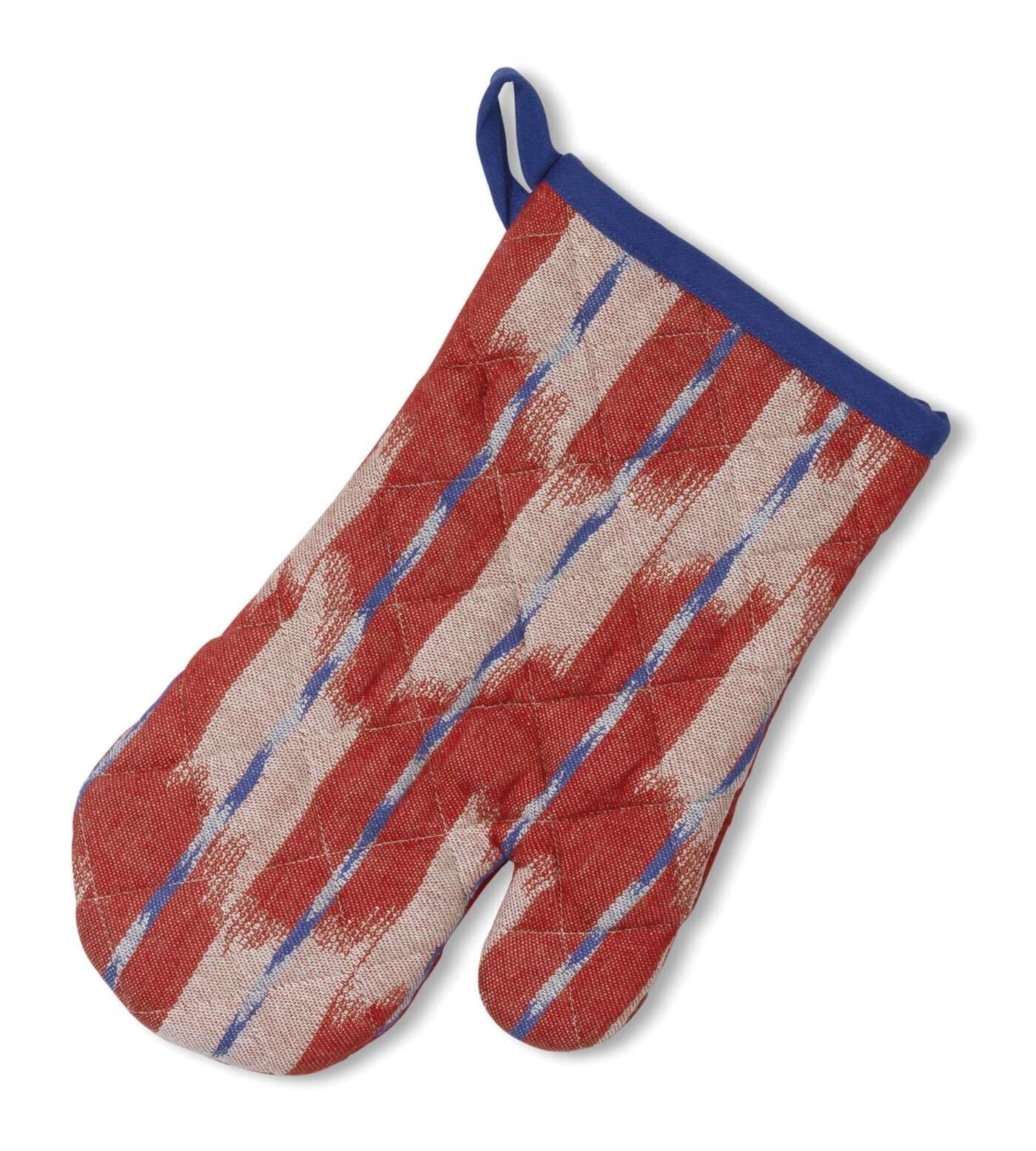Ovenwant, Ovenhandschoen, Set van 4 Stuks, Katoen, Blauw, Rood, 28 x 2