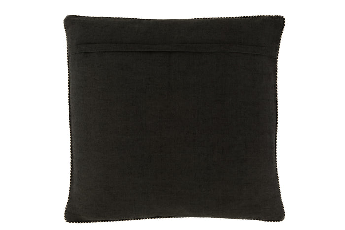 J-line - Kussen Spiegel Rechthoek Katoen Zwart|zilver - 45x45x4cm