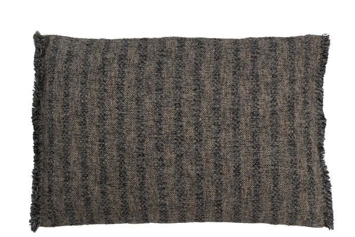 J-line - Kussen Etnic Rechthoek Katoen Blauw|beige - 60x40x4cm