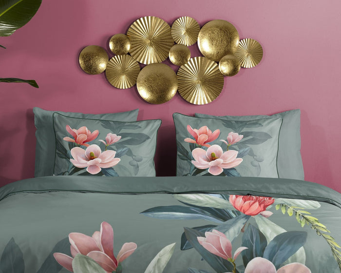 Descanso Dekbedovertrek Biologische Katoen Satijn Parler - green