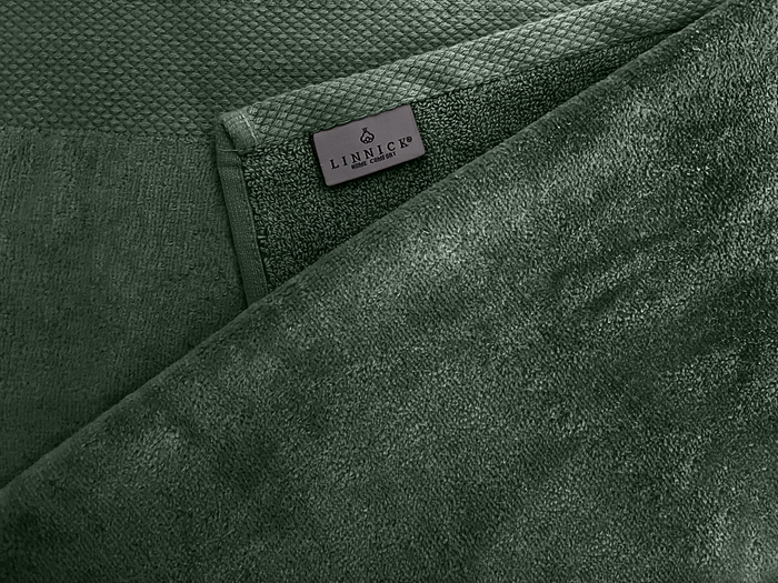 LINNICKVelours Handdoek  Katoen 50x100cm - olive green - Set van 4