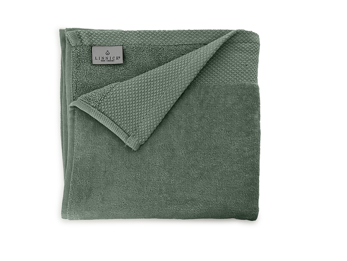LINNICKVelours Handdoek  Katoen 50x100cm - olive green - Set van 4