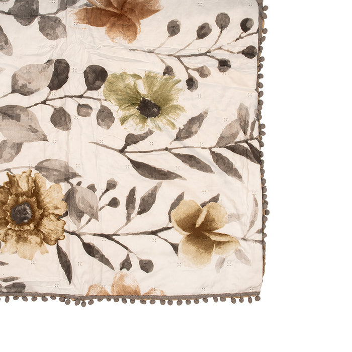 Clayre & Eef Bedsprei 220x240 cm Wit Grijs Polyester Sprei