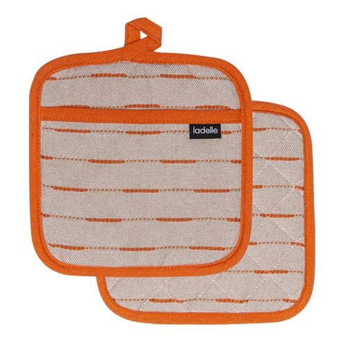 Ladelle - Dash Pannenlap, Set van 2 Stuks, Oranje, Gerecycled Katoen,