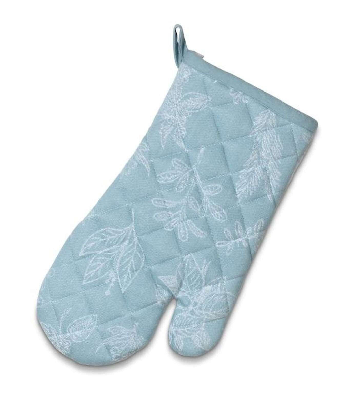 Ovenwant, Ovenhandschoen, Set van 4 Stuks, Katoen, IJs Blauw, 31 x 18