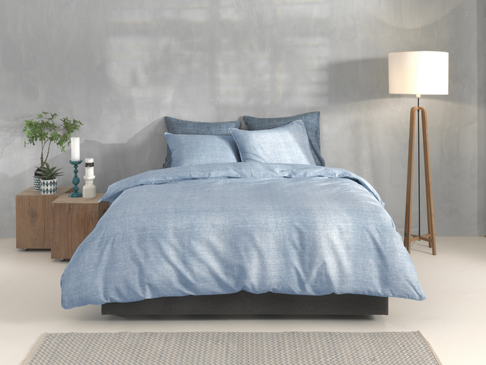 Zo Home Dekbedovertrek Katoen Lino Linnen Look - sky blue