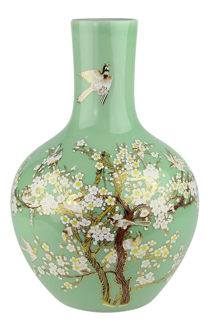 Fine Asianliving Chinese Vaas Mint Bloesems