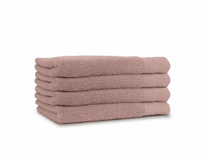 LINNICK Diamond Badstof Handdoek 50x100cm - rose - set van 4