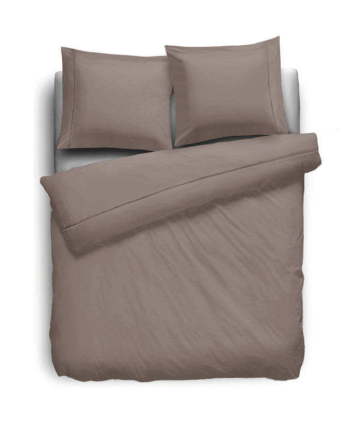 Eleganzzz Dekbedovertrek Uni Perkal Katoen Met Bies - taupe
