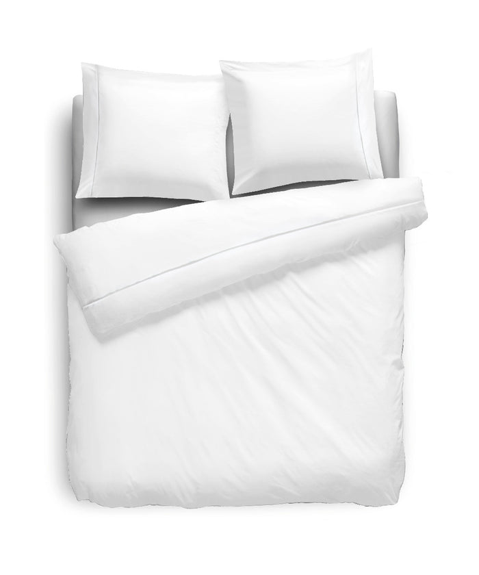 Eleganzzz Dekbedovertrek Uni Perkal Katoen Met Bies - wit