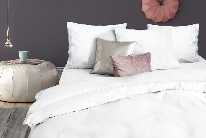 Eleganzzz Dekbedovertrek Uni Perkal Katoen Met Bies - wit