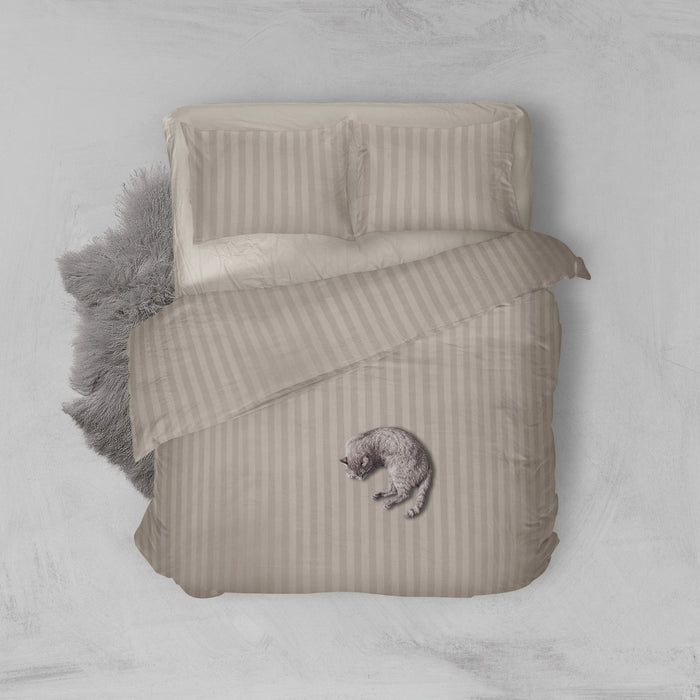 Eleganzzz Dekbedovertrek Hotel Kwaliteit Satijn Streep zand