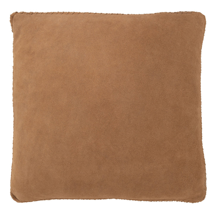 J-line - Kussen Geweefd Leder Camel - 45x45x7cm