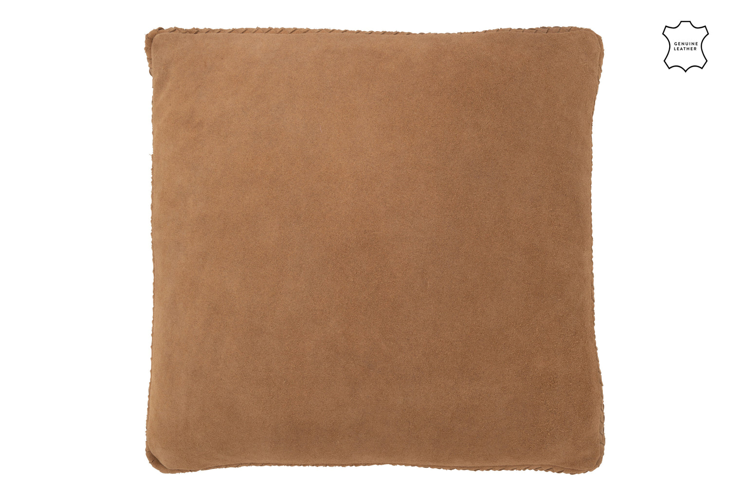 J-line - Kussen Geweefd Leder Camel - 45x45x7cm