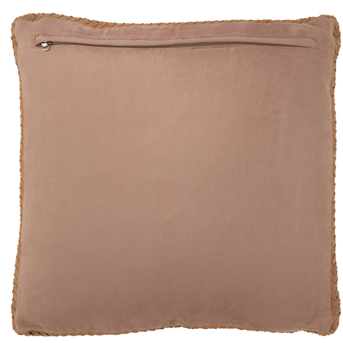 J-line - Kussen Geweefd Leder Camel - 45x45x7cm