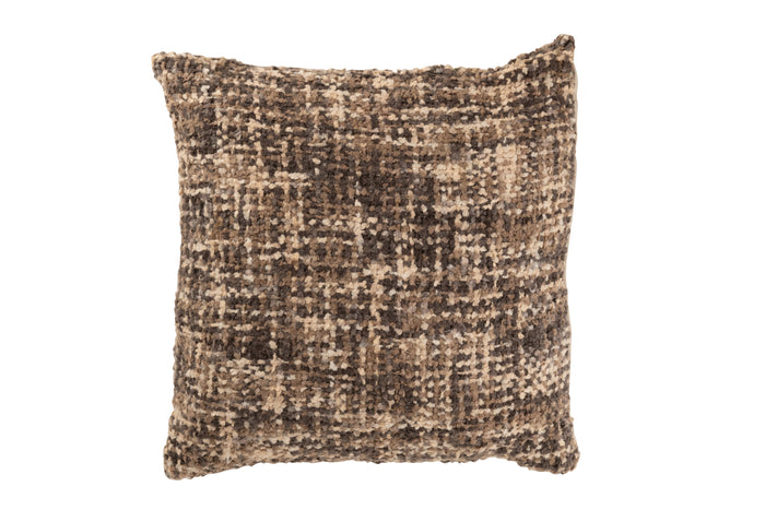 J-line - Kussen Tweed Acryl|katoen Bruin|beige - 45x45x12cm