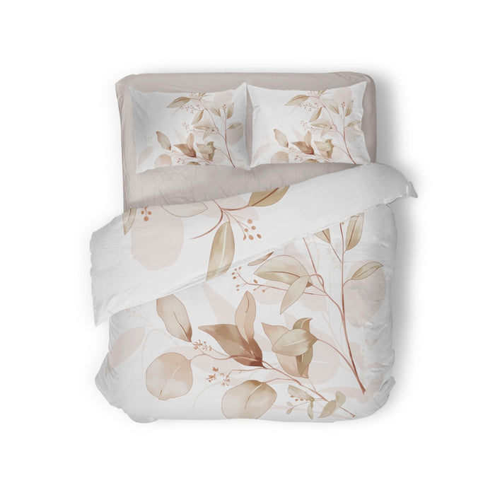 Eleganzzz Dekbedovertrek Micropercal Leaf Artistry - beige