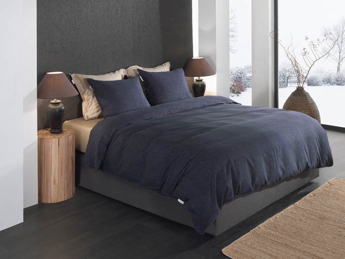 Heckett Lane Dekbedovertrek Flanel Franela - dark blue