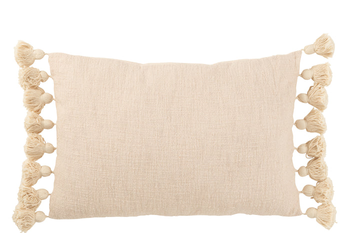 J-line - Kussen Kwastje Katoen Perzik Lang - 58x37x15cm