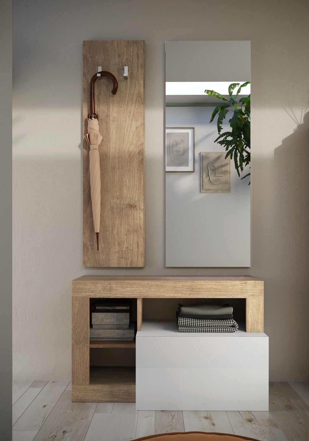 Benvenuto Design Hamburg Hoogglans Wit | Kadiz Eiken Halmeubelset