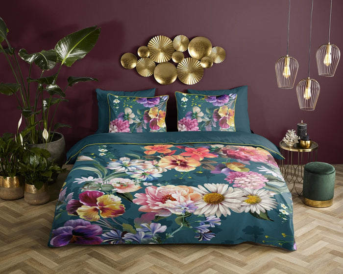 Descanso Dekbedovertrek Biologische Katoen Satijn Novara - petrol