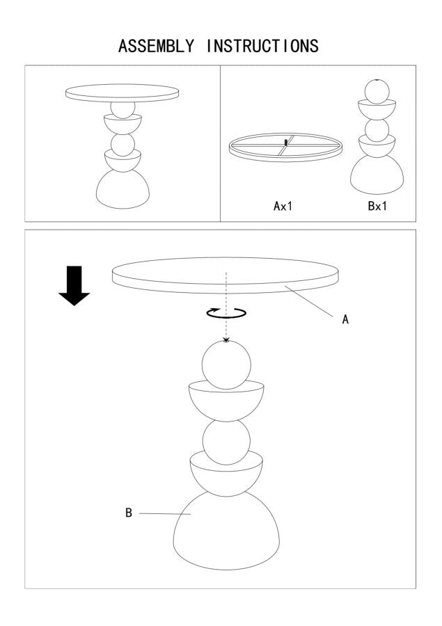 Crèmekleurige metalen salontafel en spiegel cm ø 40,5x42