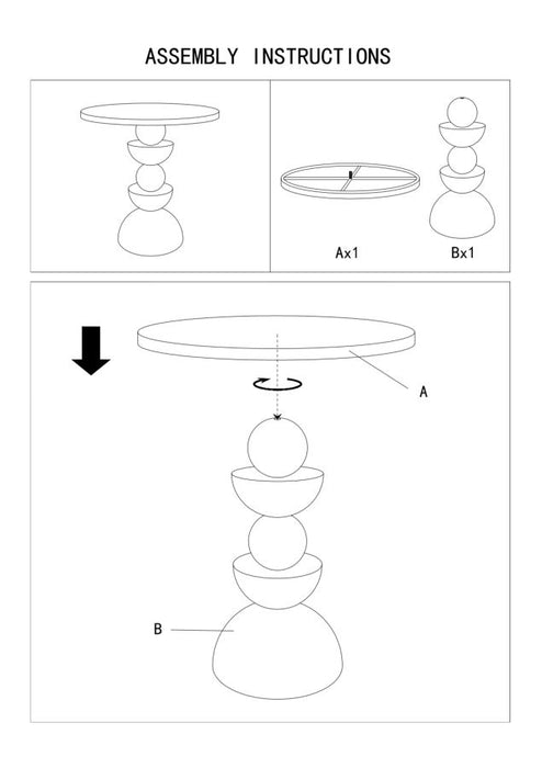 Crèmekleurige metalen salontafel en spiegel cm ø 45x49,5