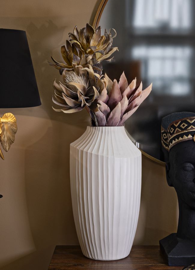 Crèmekleurige magnesium vaas ø 28,5x50,5 cm