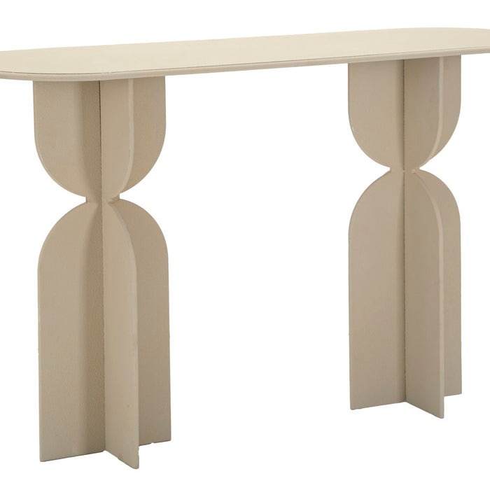 Crèmekleurige metalen console cm 120x40x75,5