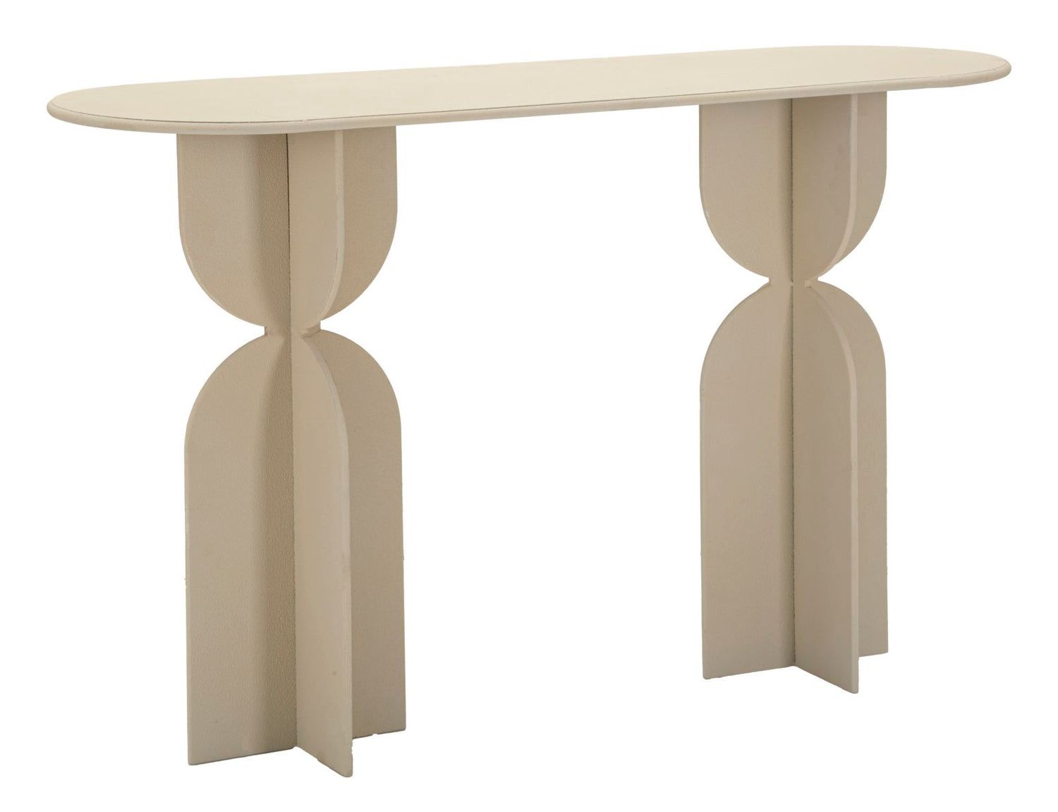 Crèmekleurige metalen console cm 120x40x75,5