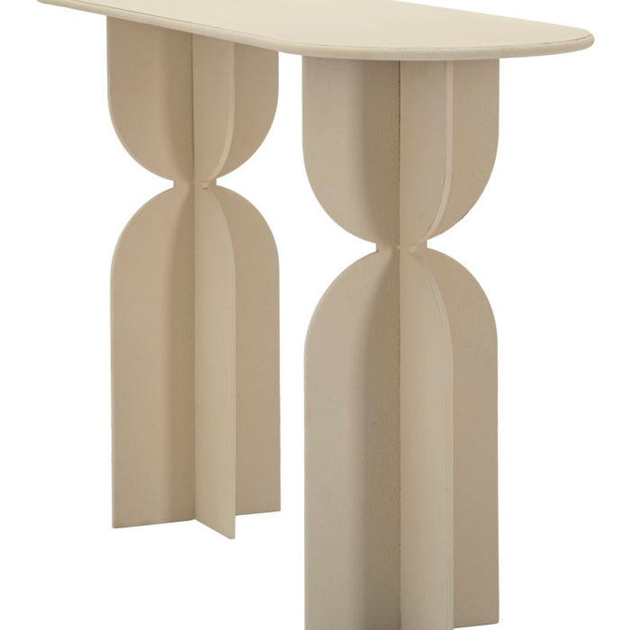 Crèmekleurige metalen console cm 120x40x75,5