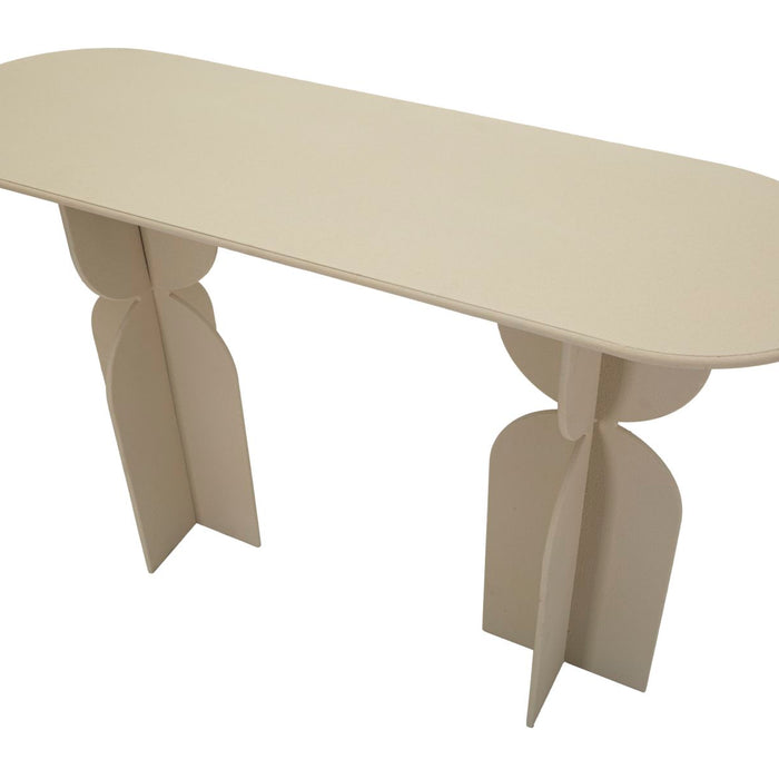 Crèmekleurige metalen console cm 120x40x75,5