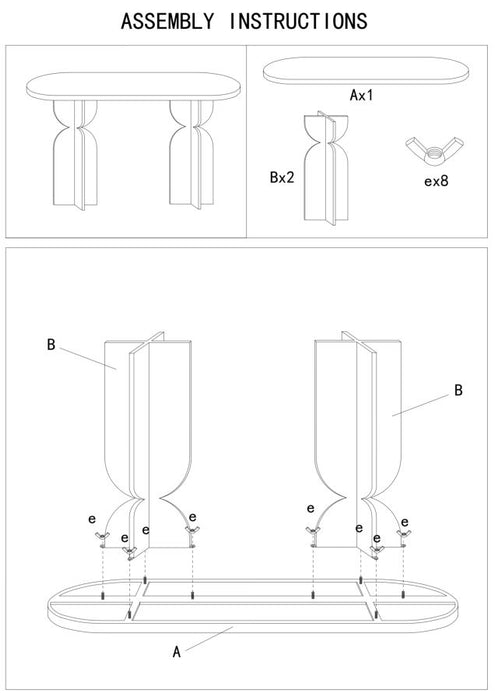 Crèmekleurige metalen console cm 120x40x75,5