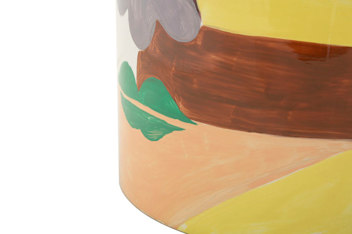 Veelkleurige keramische vaas met deksel cm ø 19x28