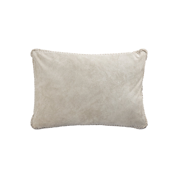 PTMD Suky Taupe Suede Leather Cushion Rectangle